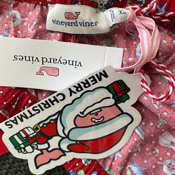 NEW $59 Vineyard Vines Preppy Printed Whale Lounge Pant Red Christmas XL NWT - Picture 12 of 14